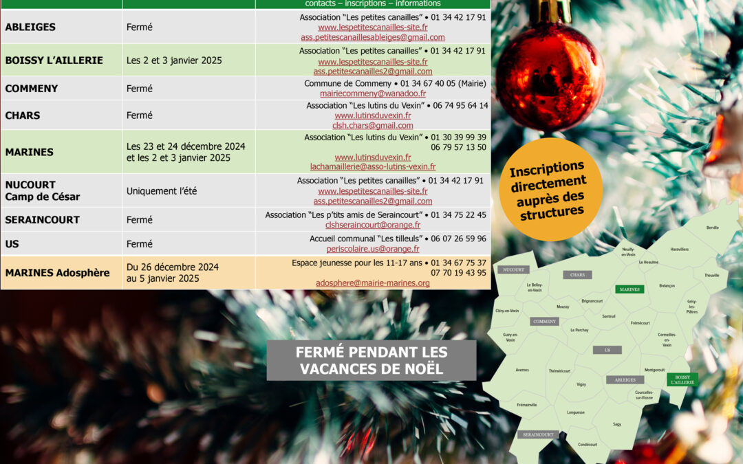 Accueils de loisirs pour les vacances de Noël