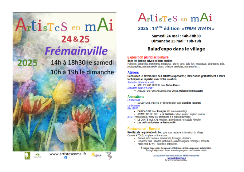 Artistes en mai 2025 Frémainville Vexin