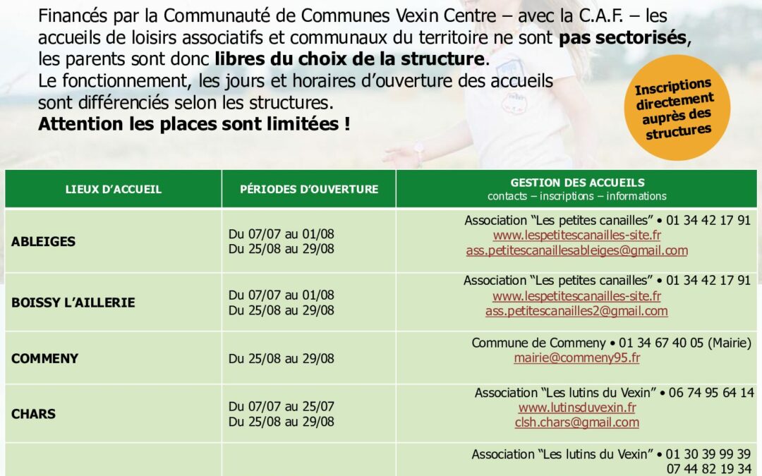 CCVC – Accueils de Loisirs – ETE 2025