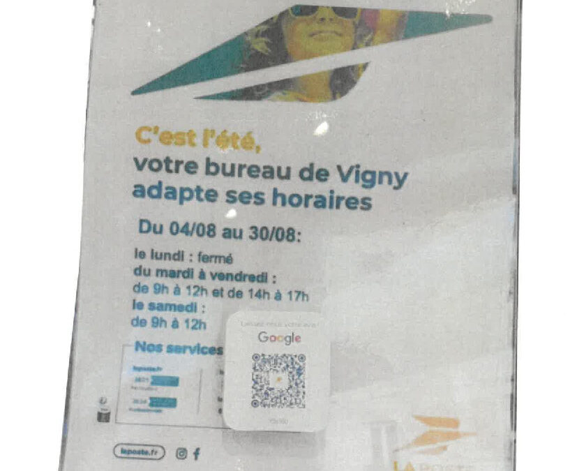 Horaire d’été pour La Poste
