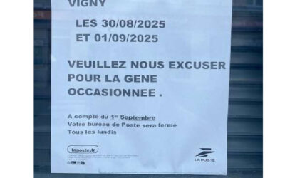 FERMETURE DE LA POSTE Samedi 30 Août 2025