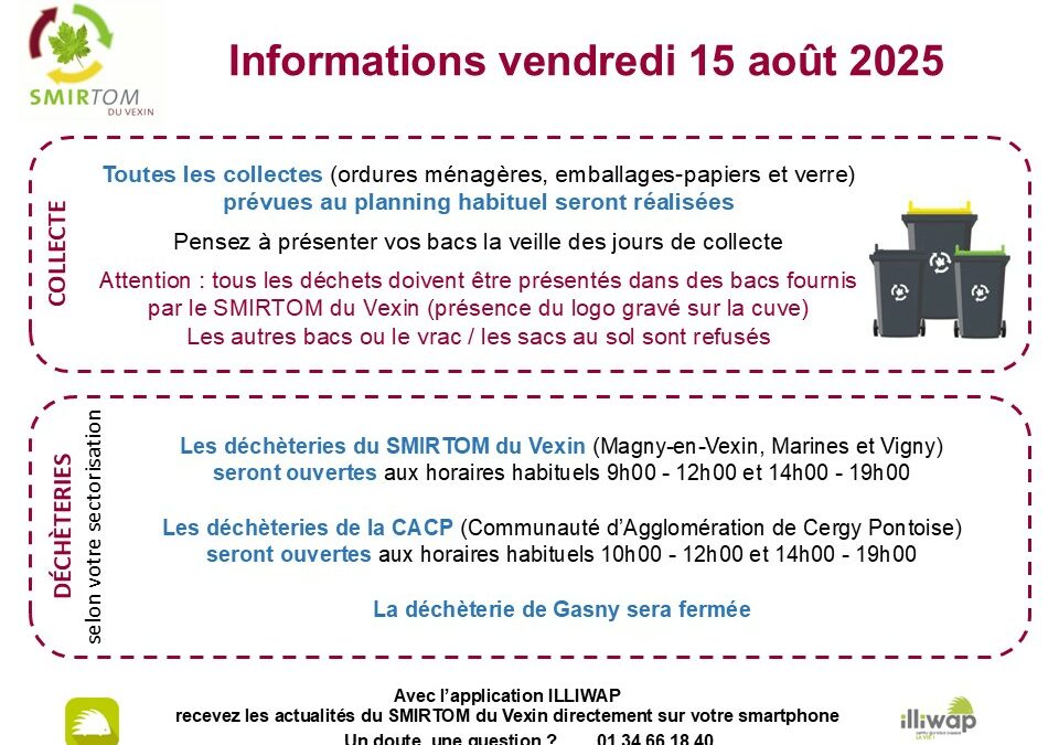 Collectes SMIRTOM 15 août