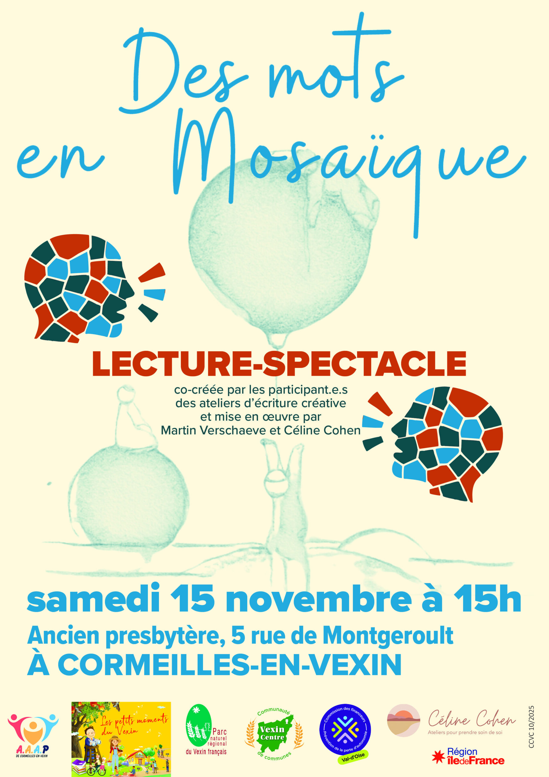 Lecture-spectacle poésie et ateliers d'écriture Vexin Centre