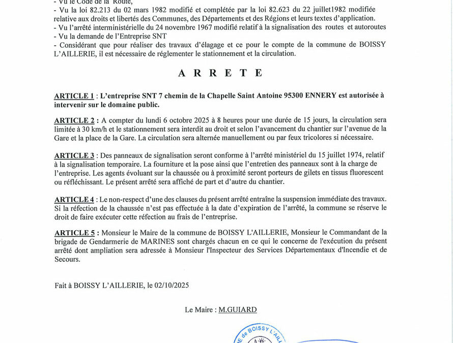 Arrêté municipal N°24-2025