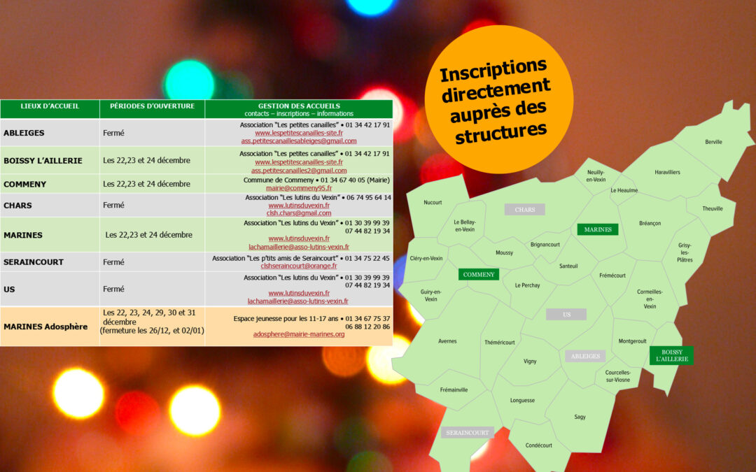 Accueils de loisirs pour les vacances de Noël 2025-2026