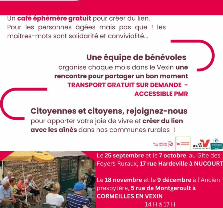 Café éphémère gratuit demain à Cormeilles-en-Vexin