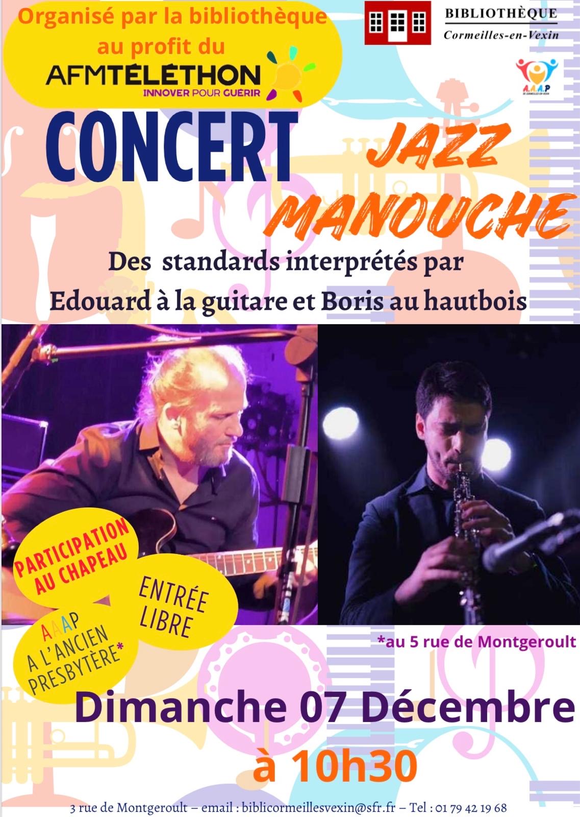 concert jazz manouche à Cormeilles-en-Vexin pour le téléthon