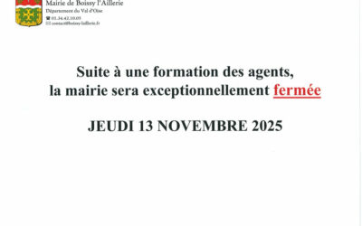 La mairie sera exceptionnellement fermée jeudi 13 novembre