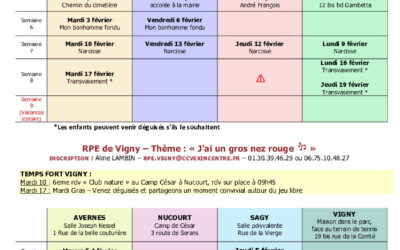 CALENDRIER DES ACCUEILS-JEUX ASSISTANT MATERNEL DE FÉVRIER