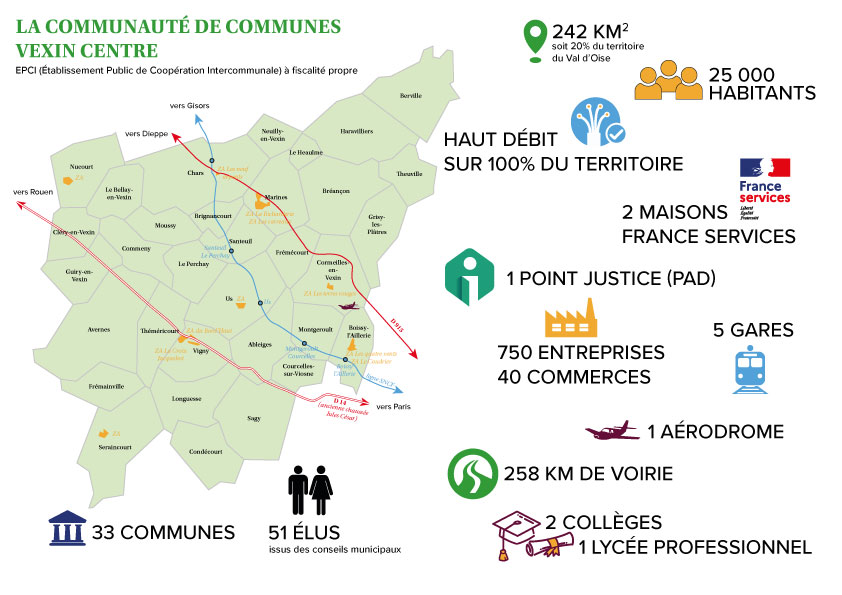 carte géographique communauté de communes Vexin Centre